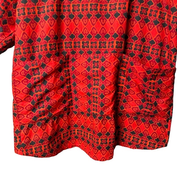 Vintage RAMA Thailand Size Large Thai Cotton Tie Back Half Sleeve Blouse Print - Picture 9 of 16